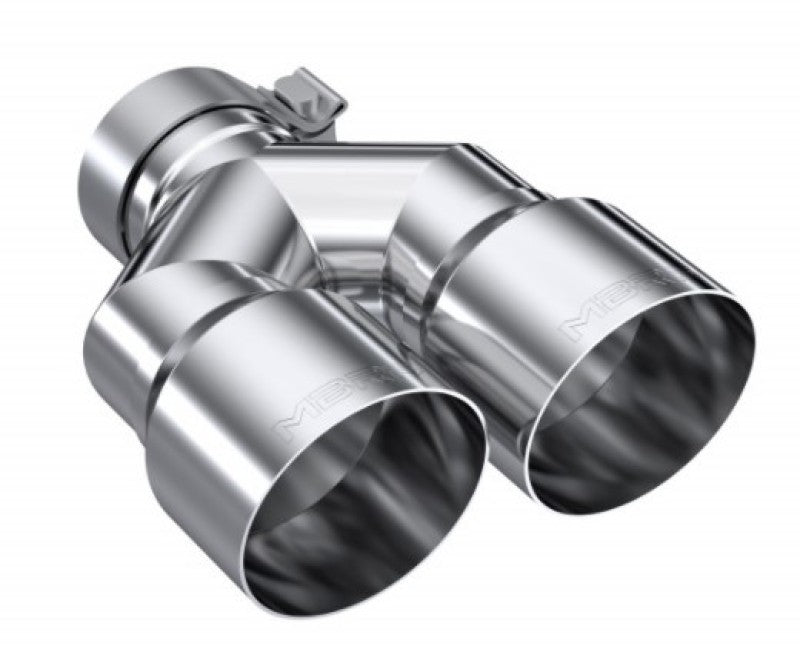 MBRP 3in ID / Dual 4in OD Out Staggered L 9.37in / R 9.87in Single Wall T304 SS Univ Exhaust Tip.