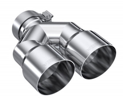 MBRP 3in ID / Dual 4in OD Out Staggered L 9.37in / R 9.87in Single Wall T304 SS Univ Exhaust Tip.