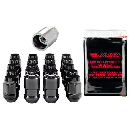 McGard 5 Lug Hex Install Kit w/Locks (Cone Seat Nut / Bulge) M12X1.5 / 3/4 Hex / 1.45in. L - Black.