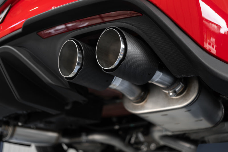 MBRP 18-20 Ford Mustang GT 5.0 w/ Quad Tip Active Exhaust Cat Back Split Rear T304 w/ Carb Fib Tips.