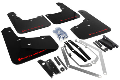 Rally Armor 13+ Ford Fiesta ST Black Mud Flap w/ Red Logo.