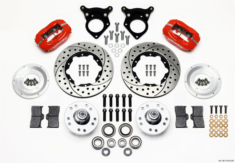 Wilwood Forged Dynalite Front Kit 11.00in Drilled Red 87-93 Mustang 5 Lug.