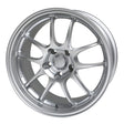 Enkei PF01 17x7 4x100 38mm Offset 75mm Bore Diameter Silver Wheel.