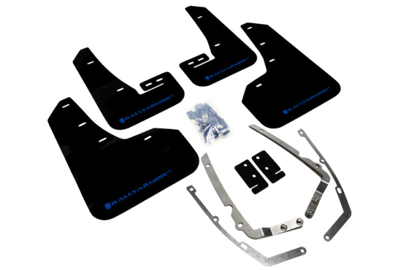 Rally Armor 2015+ VW Golf/GTI/TSI UR Black Mud Flap w/ Blue Logo.