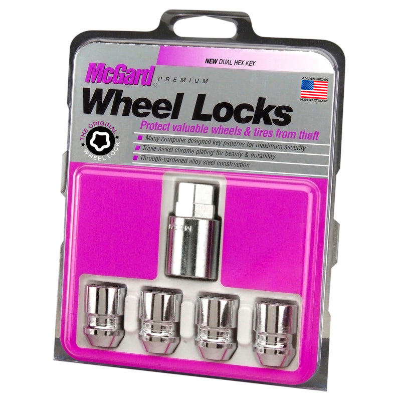 McGard Wheel Lock Nut Set - 4pk. (Cone Seat) M12X1.5 / 19mm & 21mm Dual Hex / 1.28in. L - Chrome.