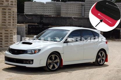 Rally Armor V2 08-11 STI (hatch only) / 11 WRX (hatch only) UR Red Mud Flap w/ White Logo.