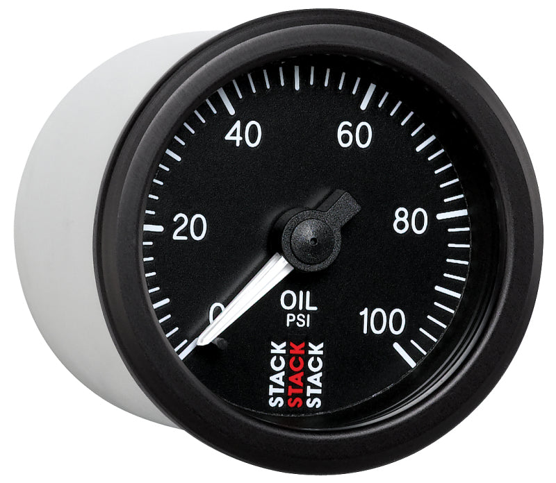 Autometer Stack 52mm 0-100 PSI 1/8in NPTF (M) Mechanical Oil Pressure Gauge - Black.
