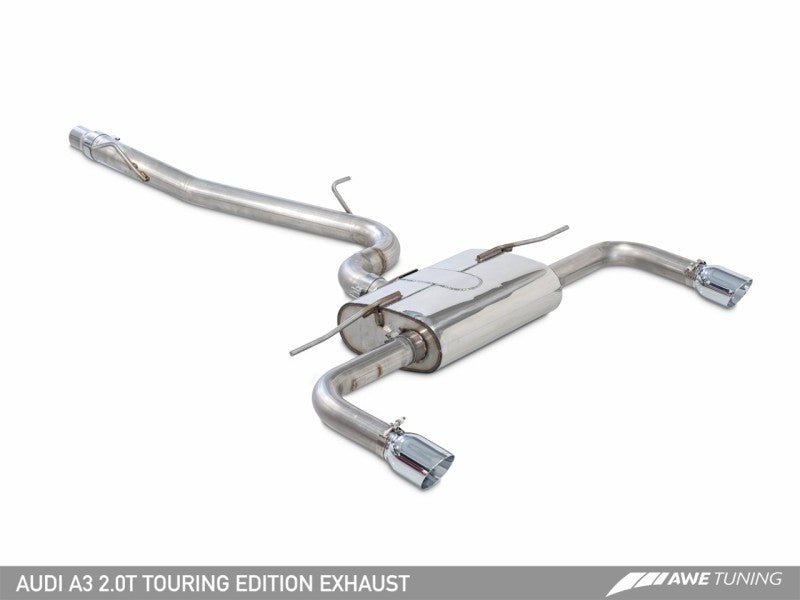 AWE Tuning Audi 8V A3 Touring Edition Exhaust - Dual Outlet Diamond Black 90 mm Tips.
