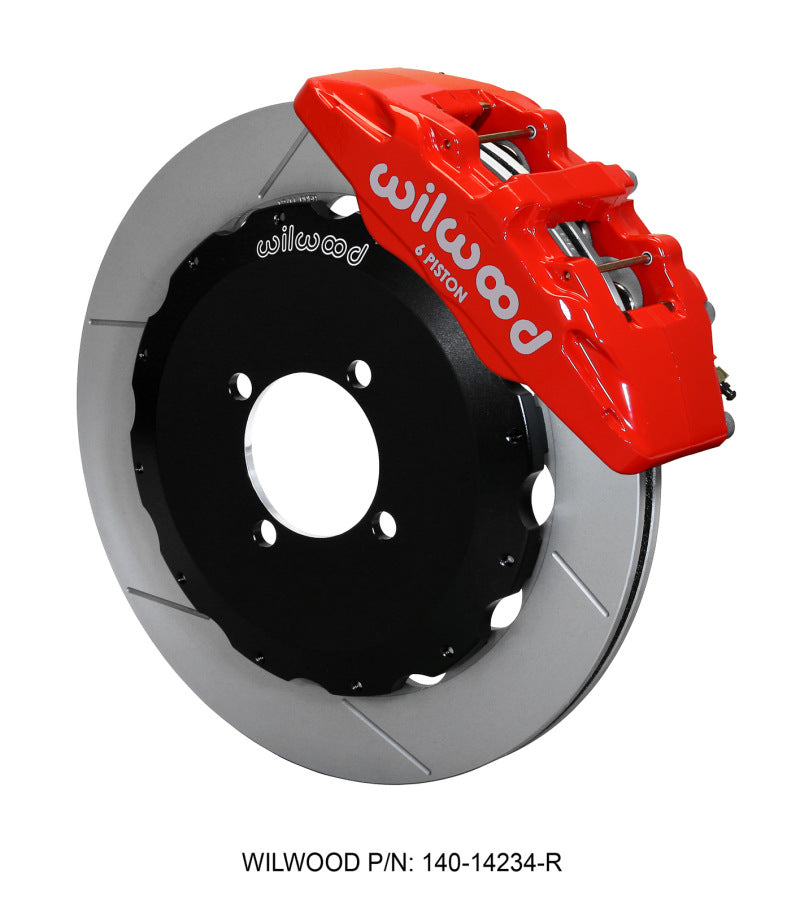 Wilwood Dynapro 6 Front Hat Kit 12.88in Red 2016-Up Mazda MX5 Miata w/ Lines.