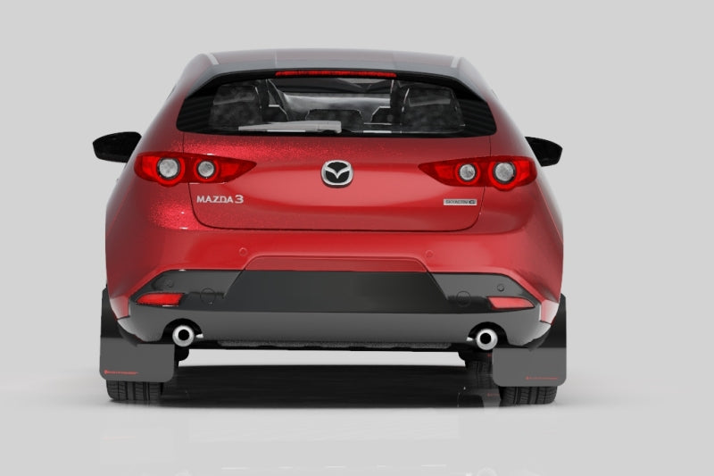 Rally Armor 2019+ Mazda3 GT Sport Hatch UR Red Mud Flap w/ White Logo.