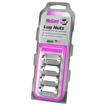 McGard Hex Lug Nut (Cone Seat) 1/2-20 / 13/16 Hex / 1.5in. Length (4-Pack) - Chrome.