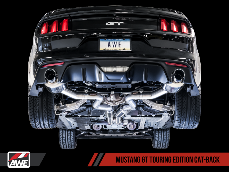 AWE Tuning S550 Mustang GT Cat-back Exhaust - Touring Edition (Diamond Black Tips).