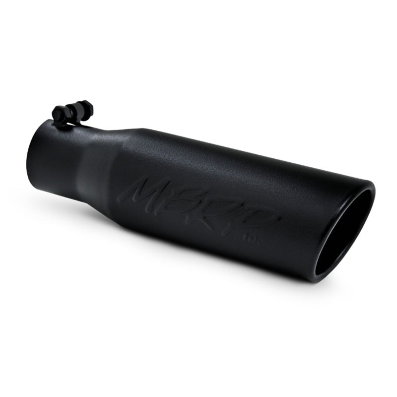 MBRP Universal Tip 3in O.D. Angled Rolled End 2 inlet 12 length - Black Finish.