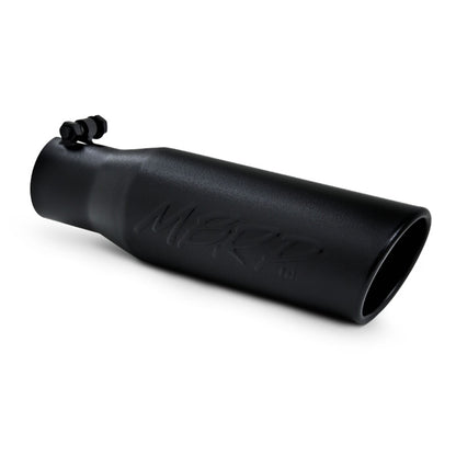 MBRP Universal Tip 3in O.D. Angled Rolled End 2 inlet 12 length - Black Finish.