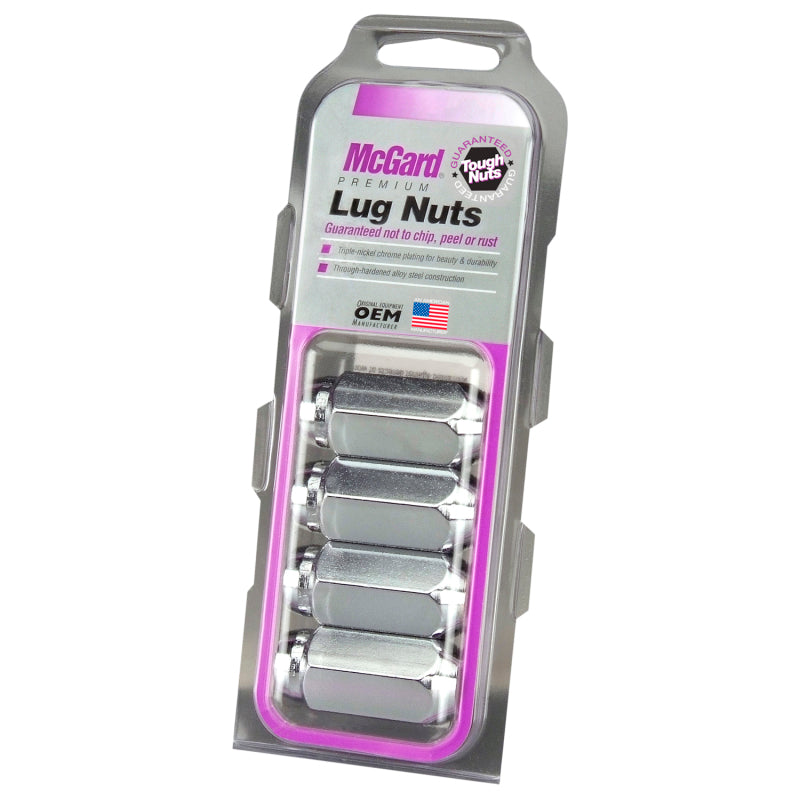McGard Hex Lug Nut (Cone Seat) M14X1.5 / 22mm Hex / 1.945in. Length (4-Pack) - Chrome.