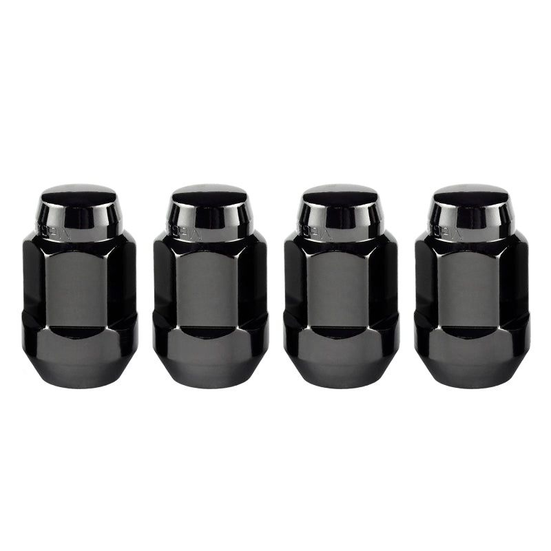 McGard Hex Lug Nut (Cone Seat Bulge Style) M12X1.5 / 3/4 Hex / 1.45in. Length (4-Pack) - Black.