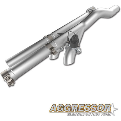 QTP 17-18 Ford Raptor EC/CC 2.5in 304SS Aggressor Cutout Dual Mid Pipes.