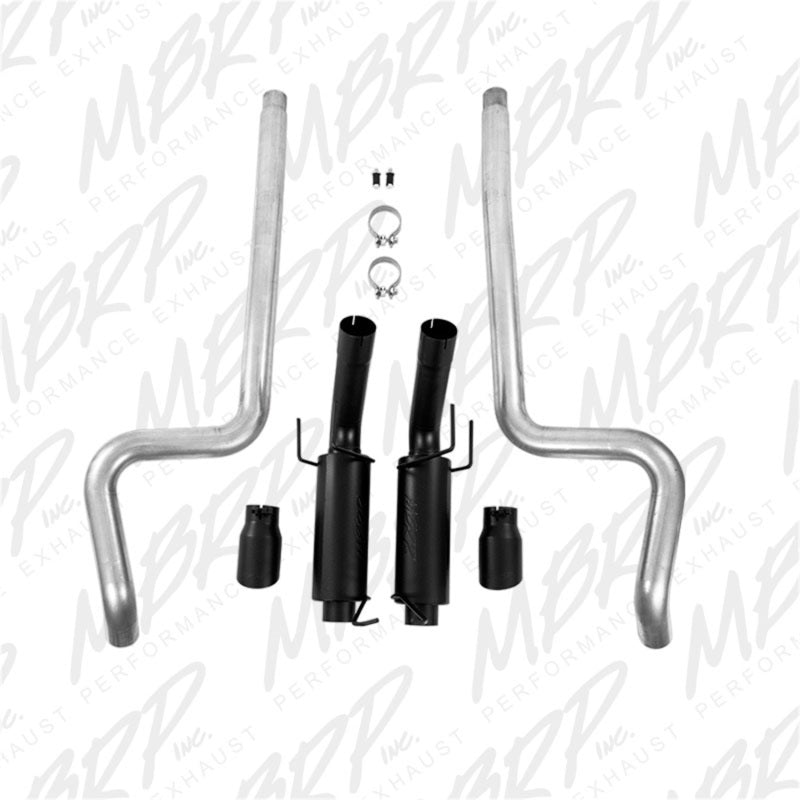 MBRP 11-14 Ford Mustang GT 5.0L 3in Cat Back Dual Split Rear Race Version 4in Tips - Black.