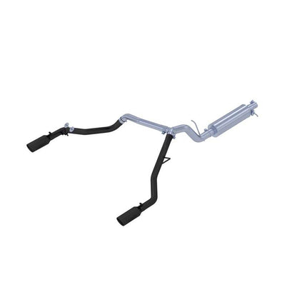 MBRP 19-20 Ford Ranger 2.3L 3in Dual Split Rear Outlet 4in OD Tips Black Coated Cat Back Exhaust.