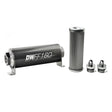 DeatschWerks Stainless Steel 6AN 10 Micron Universal Inline Fuel Filter Housing Kit (160mm).