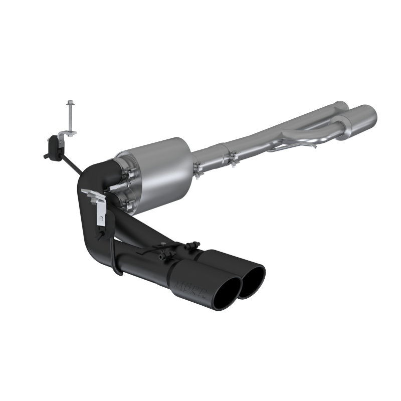 MBRP 2019+ Chevrolet Silverado 1500 4.5L/5.3L Pre-Axle Dual Side Exite w/ 4in OD Tip- Black Coated.