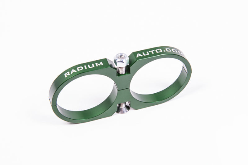 Radium Engineering 2-Piece Fuel Pump Clamp For Bosch 044 - Green W/ Logo.