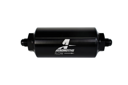 Aeromotive In-Line Filter - (AN-6 Male) 10 Micron Microglass Element Bright Dip Black Finish.