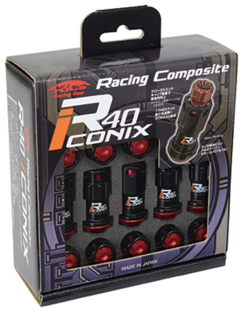 Project Kics 16+4 Locks Black R40 Iconix w/ Plastic Cap (Red) - 14x1.50.
