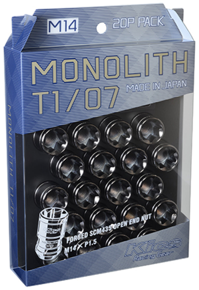 Project Kics 14 x 1.5 Glorious Black T1/07 Monolith Lug Nuts - 20 Pcs.
