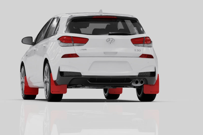 Rally Armor 2019+ Hyundai Elantra N Line UR Black Mud Flap w/ Red Logo.