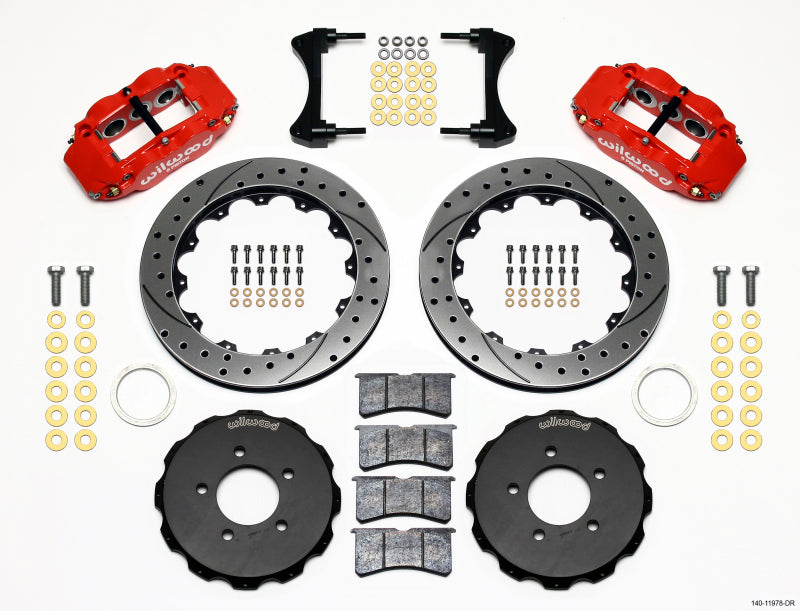 Wilwood Narrow Superlite 6R Front Hat Kit 12.88in Drill Red 2006-Up Civic / CRZ.
