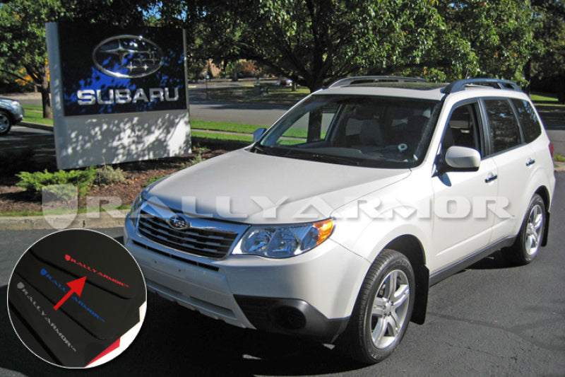 Rally Armor 2009+ Subaru Forester UR Black Mud Flap w/ Red Logo.