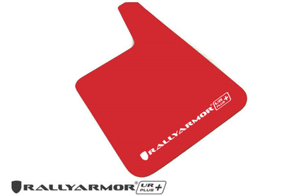 Rally Armor Larger Universal fitment (no hardware) UR Plus Red Mud Flap w/ White Logo.