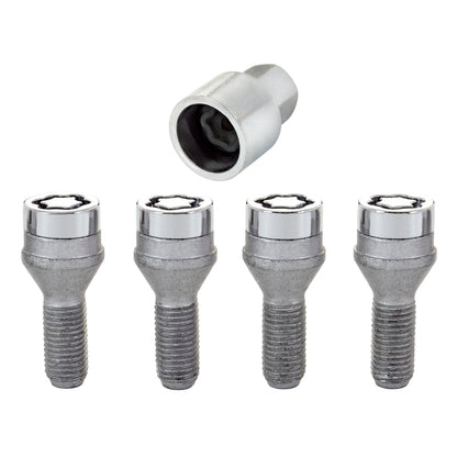 McGard Wheel Lock Bolt Set - 4pk. (Cone Seat) M12X1.25 / 19mm Hex / 25.6mm Shank Length - Chrome.