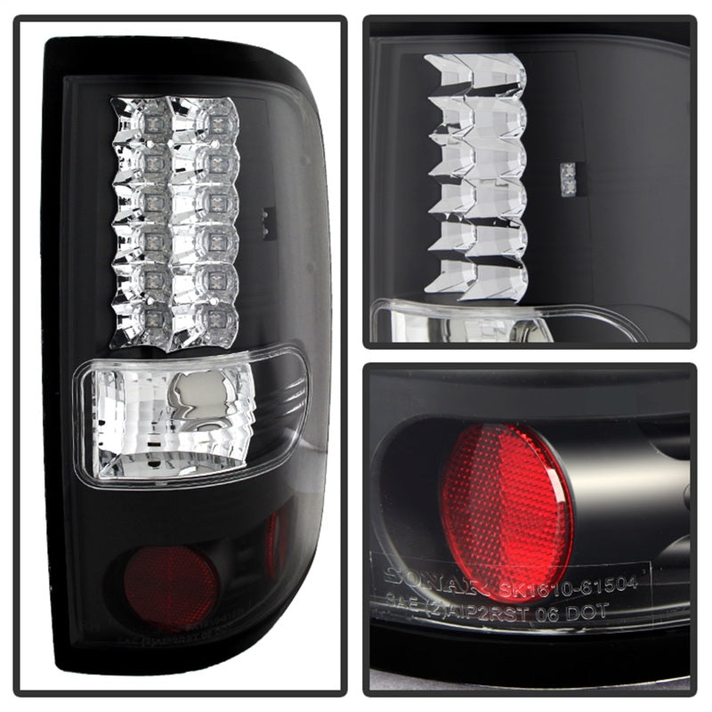 Spyder Ford F150 Styleside 04-08 (Not Fit Heritage & SVT)LED Tail Lights Black ALT-YD-FF15004-LED-BK.