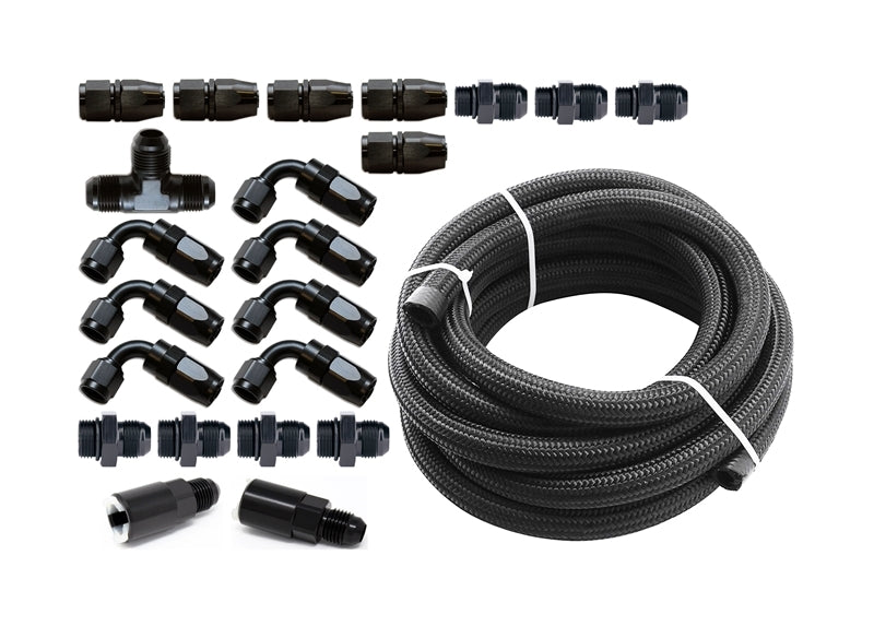 Torque Solution Braided Fuel Line Kit for -6 Aeromotive FPR: Subaru WRX 02-14 / Subaru STI 07-18.