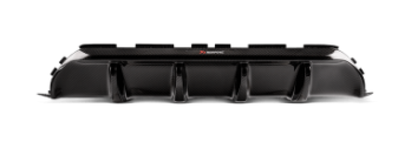 Akrapovic 18+ BMW M5 (F90) Rear Carbon Fiber Diffuser - High Gloss w/ Red/White Akrapovic Logo.
