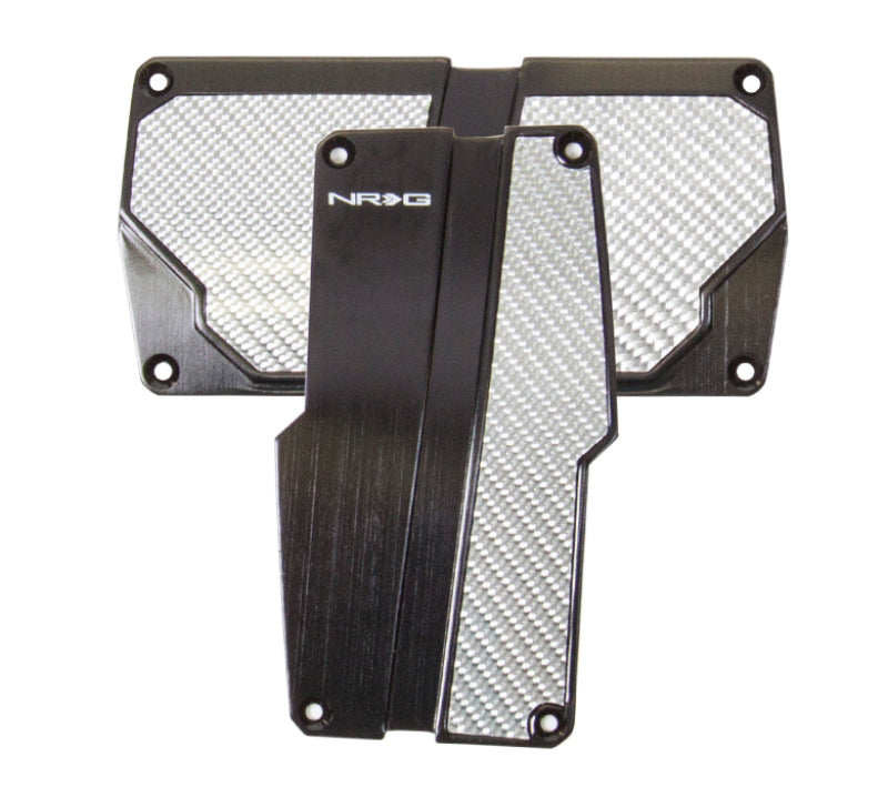 NRG Brushed Aluminum Sport Pedal A/T - Black w/Silver Carbon.
