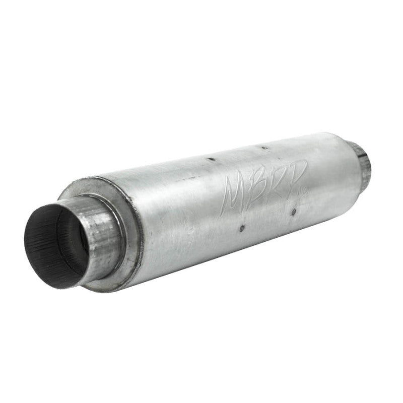 MBRP Universal Quiet Tone Muffler 4in Inlet/Outlet 24in Body 6in Dia 30in Overall Aluminum.