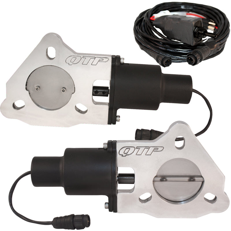 QTP 2.5in Bolt-On QTEC Dual Electric Cutout Valves - Pair.