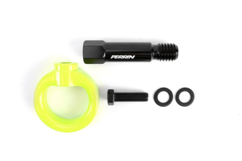 Perrin 2020 Toyota Supra Tow Hook Kit (Front) - Neon Yellow.