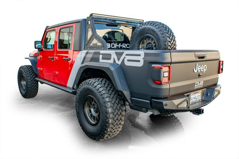 DV8 Offroad 2019+ Jeep Gladiator Universal Stand Up In-Bed Tire Carrier.
