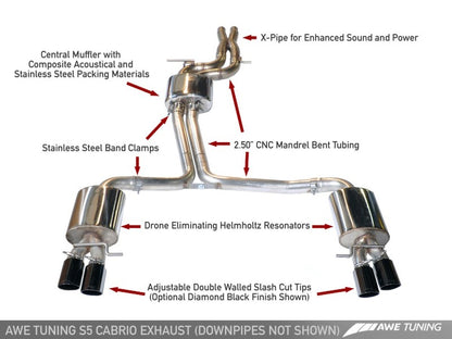 AWE Tuning Touring Catback Exhaust - 102MM Diamond Black Tips | 3010-43030