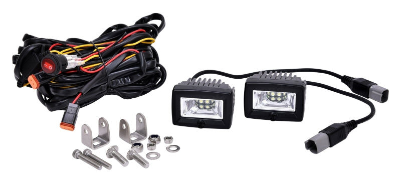 KC HiLiTES C-Series 2in. C2 LED Light 20w Area Flood Beam (Pair Pack System) - Black.