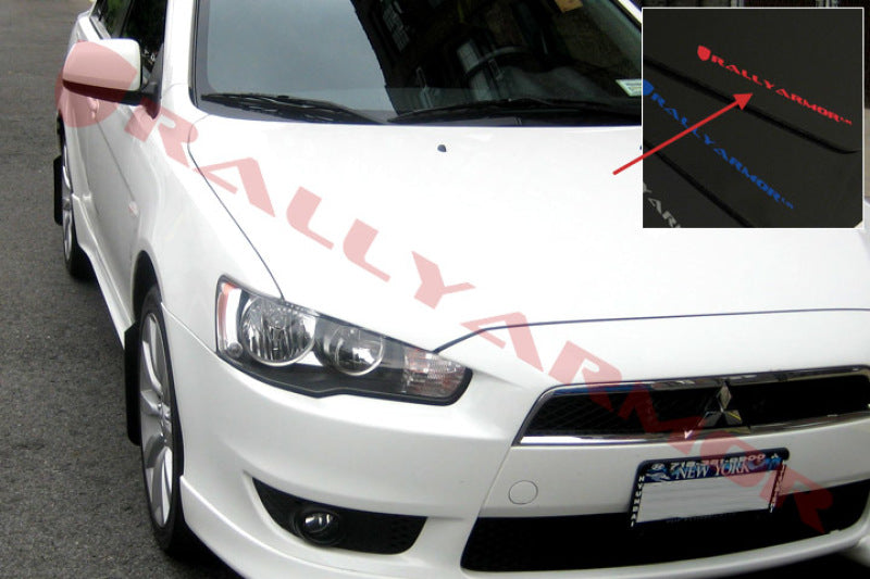 Rally Armor 2007+ Mitsubishi Lancer (doesnt fit Sportback) UR Black Mud Flap w/ Red Logo.