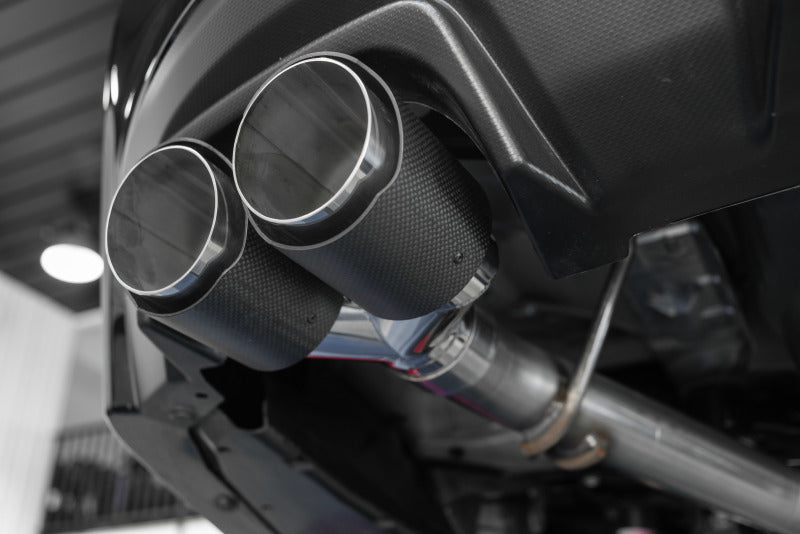 MBRP 15-19 Subaru WRX 2.0L/STI 2.5L 3in Dual Split Rear Exit w/ 3.5in CF Tips - T304 (Race Version).