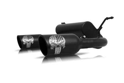Gibson 12-17 Jeep Wrangler Sport 3.6L 2.5in Patriot Skull Series Cat-Back Dual Exhaust - Blk Ceramic.