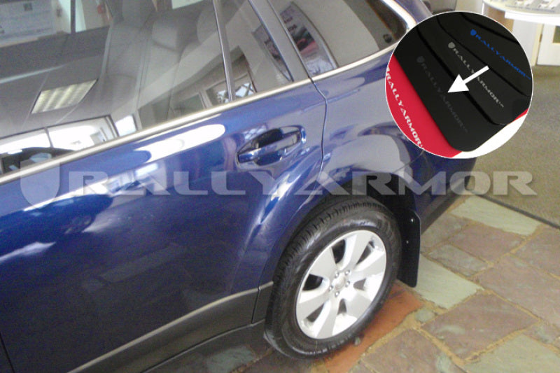 Rally Armor 2010+ Subaru Outback UR Black Mud Flap w/ Grey Logo.
