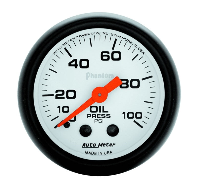 Autometer Phantom 52mm 0-100 PSI Mechanical Oil Pressure Gauge.