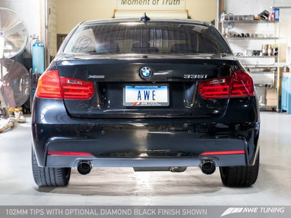 AWE Tuning BMW F3X 335i/435i Touring Edition Axle-Back Exhaust - Diamond Black Tips (102mm).